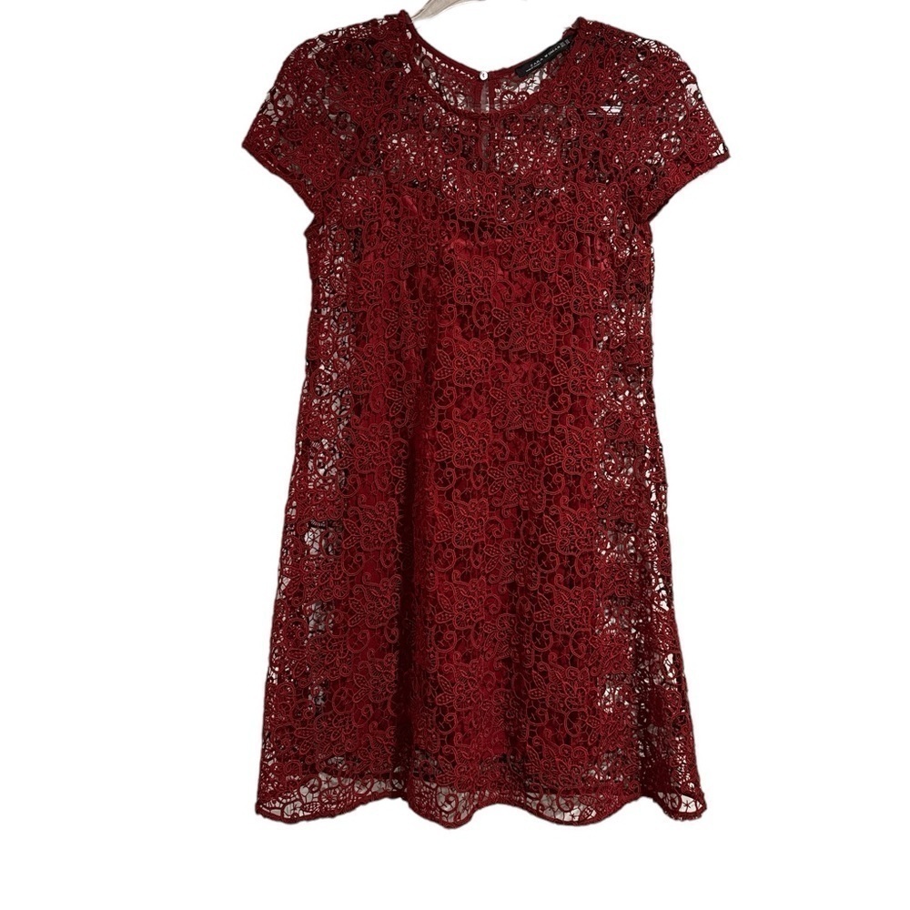 Zara lace‎ slip dress red xs